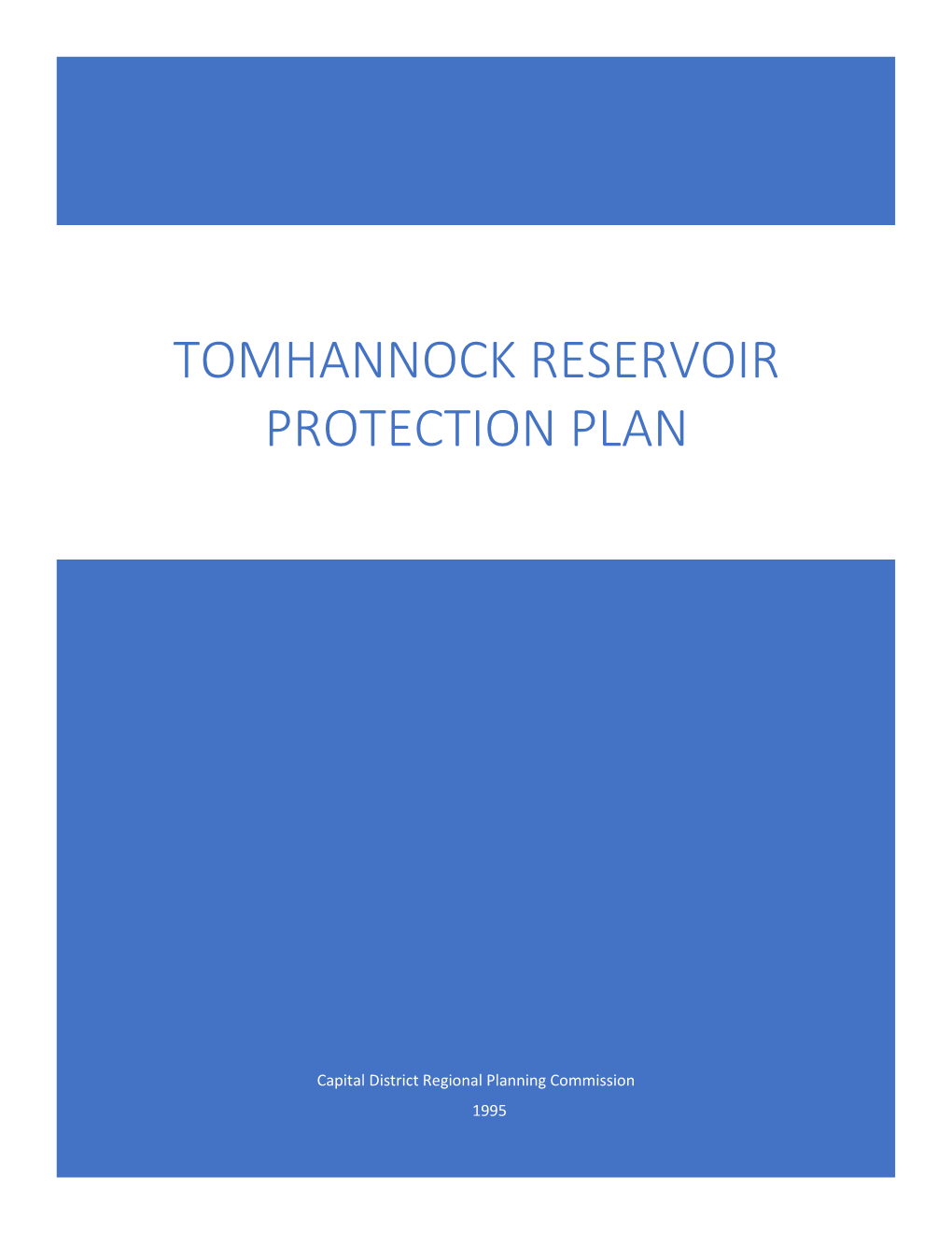 Tomhannock Reservoir Protection Plan