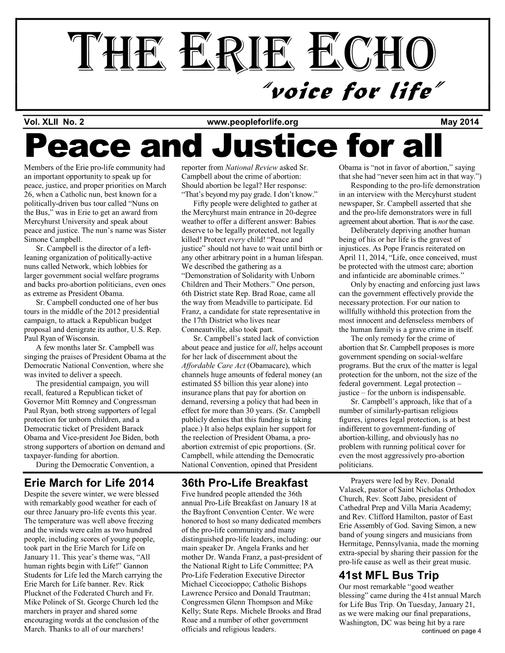 The Erie Echo “Voice for Life”