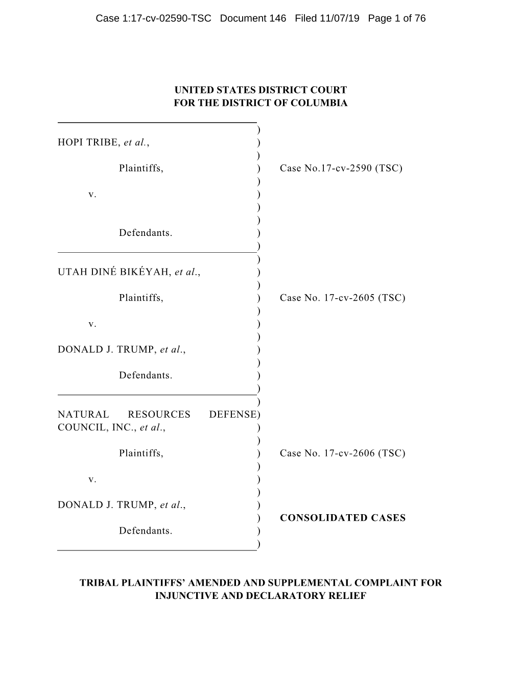 Tribal Plaintiff's Amended Complaint