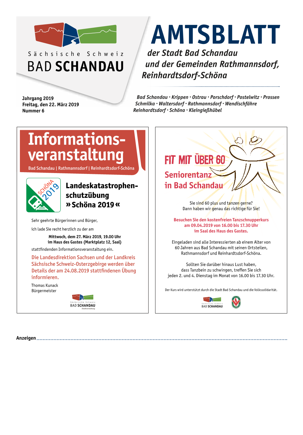 Amtsblatt Der Stadt Bad Schandau Und Der Gemeinden Rathmannsdorf, Reinhardtsdorf-Schöna