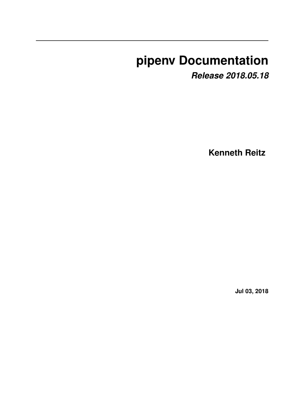 Pipenv Documentation Release 2018.05.18