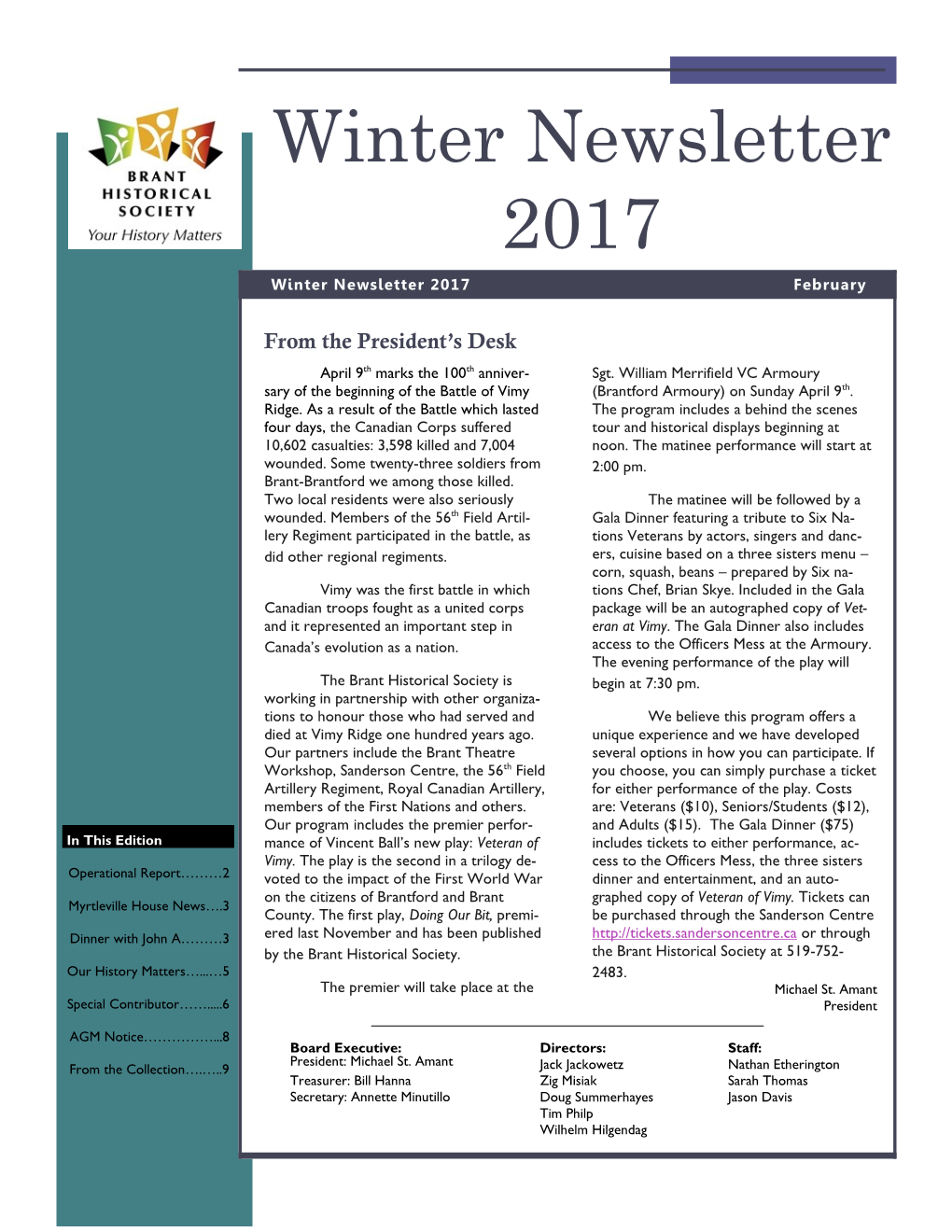 Winter Newsletter 2017