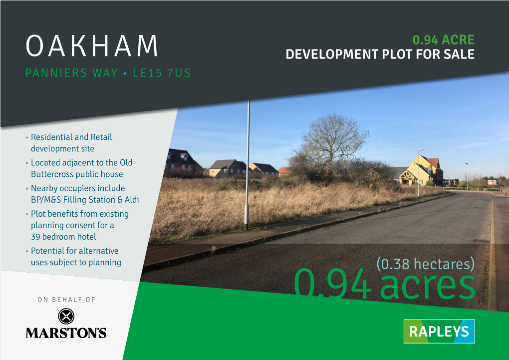 Oakham Development Plot for Sale Panniers Way • Le15 7Us