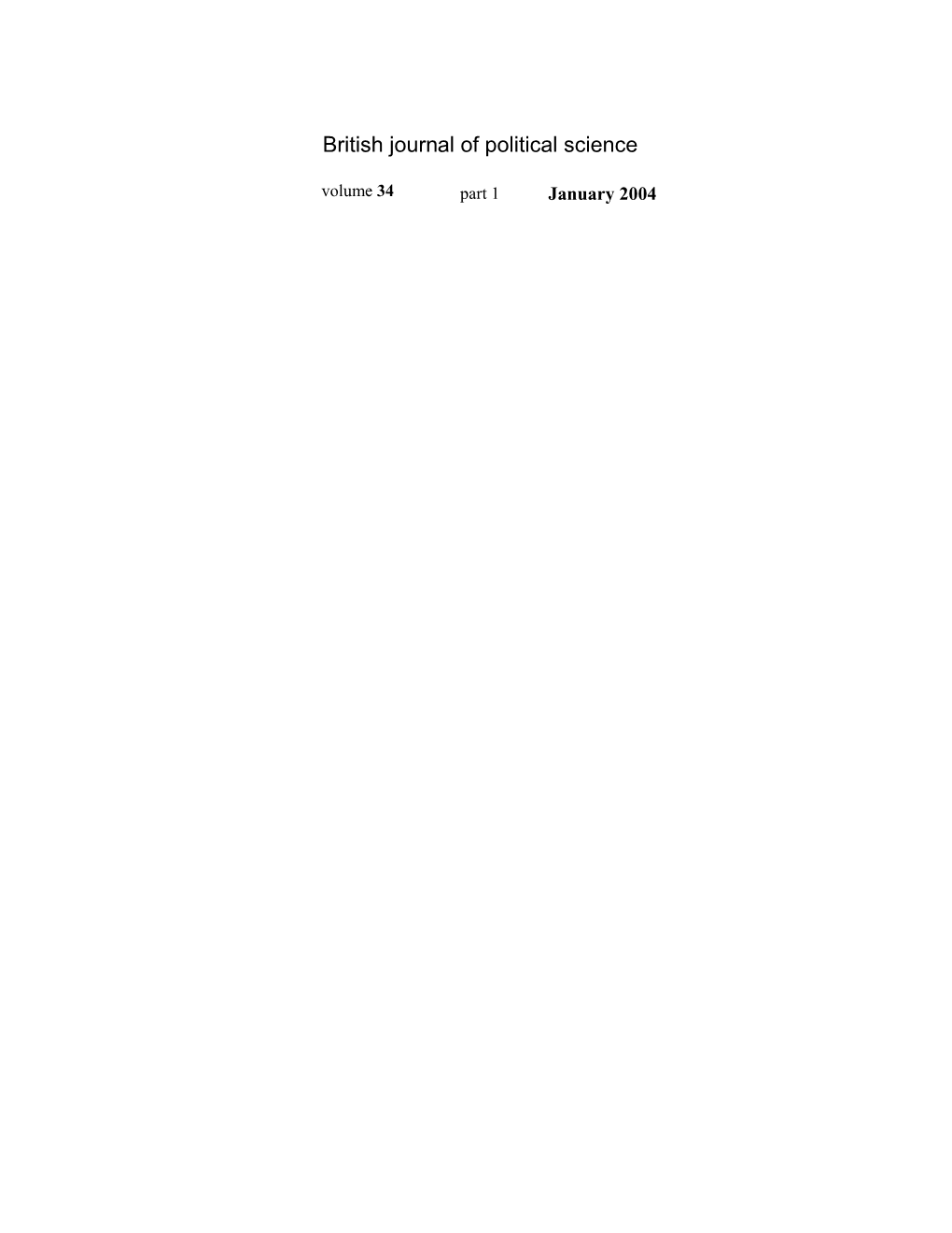 British Journal of Political Science Volume 34 Part 1 January 2004 Notes and Comments 183