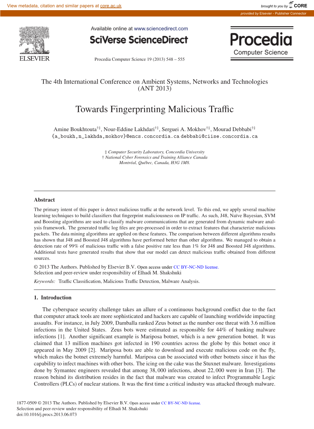 Towards Fingerprinting Malicious Traffic