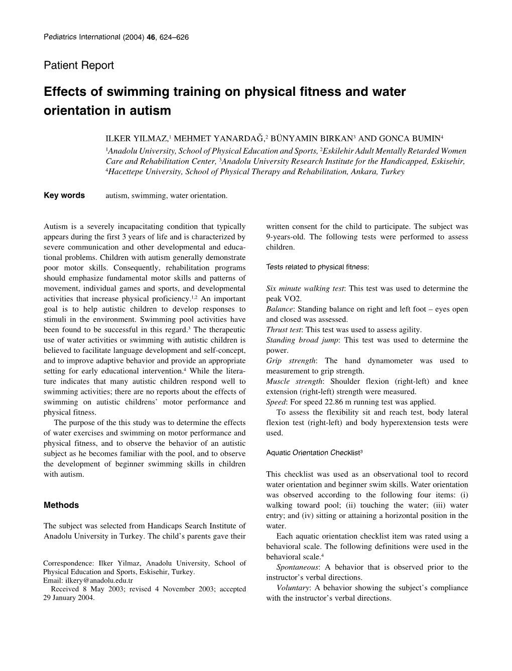 Effects of Swimming Training on Physical Fitness and Water