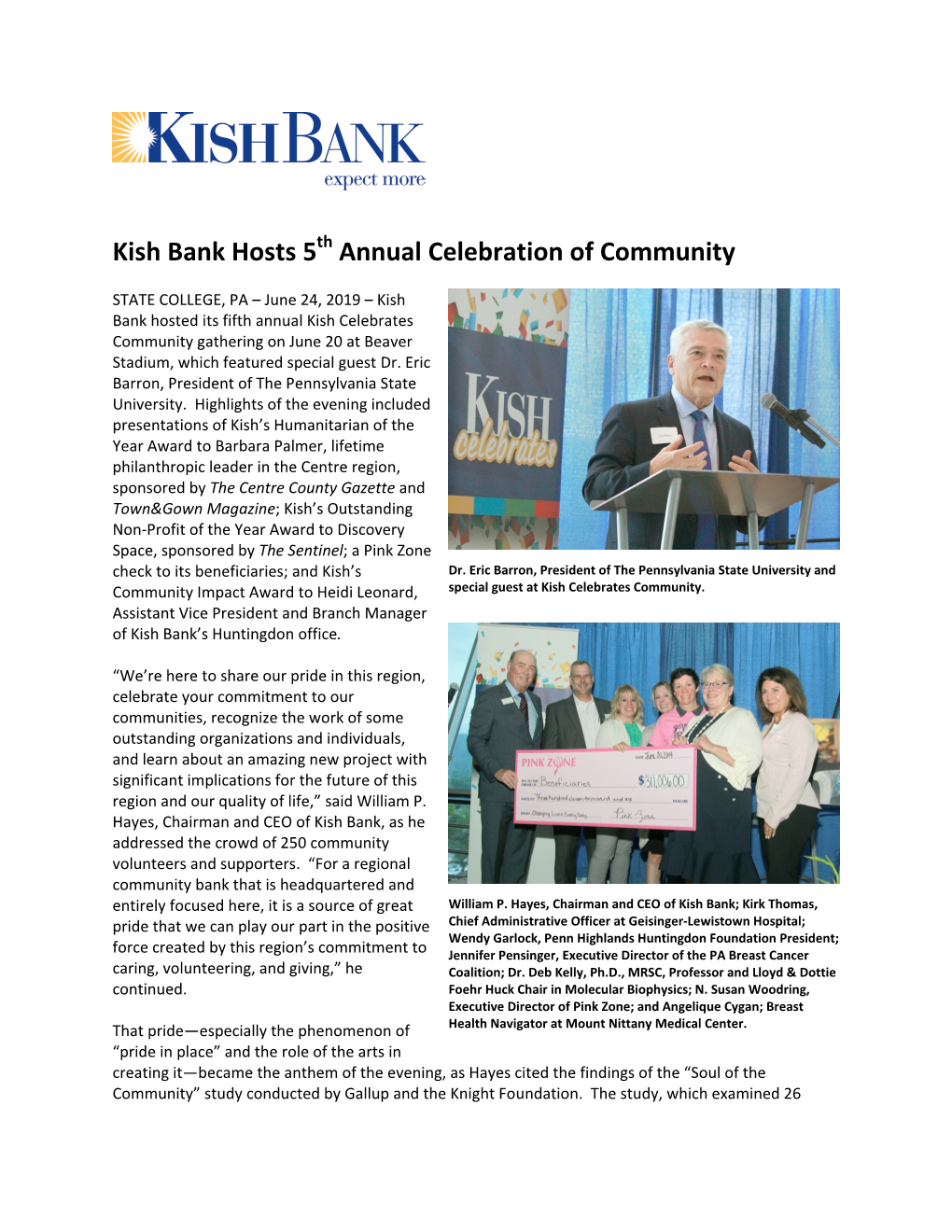 Kish Bank Hosts 5Th Annual Celebration of Community