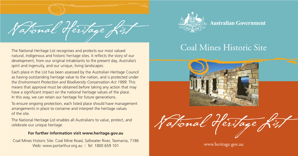 Coal Mines Historic Site Natural, Indigenous and Historic Heritage Sites