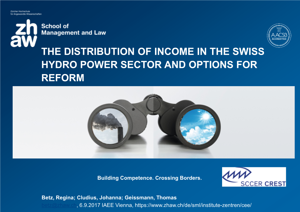 The Distribution of Income in the Swiss Hydro Power Sector and Options for Reform