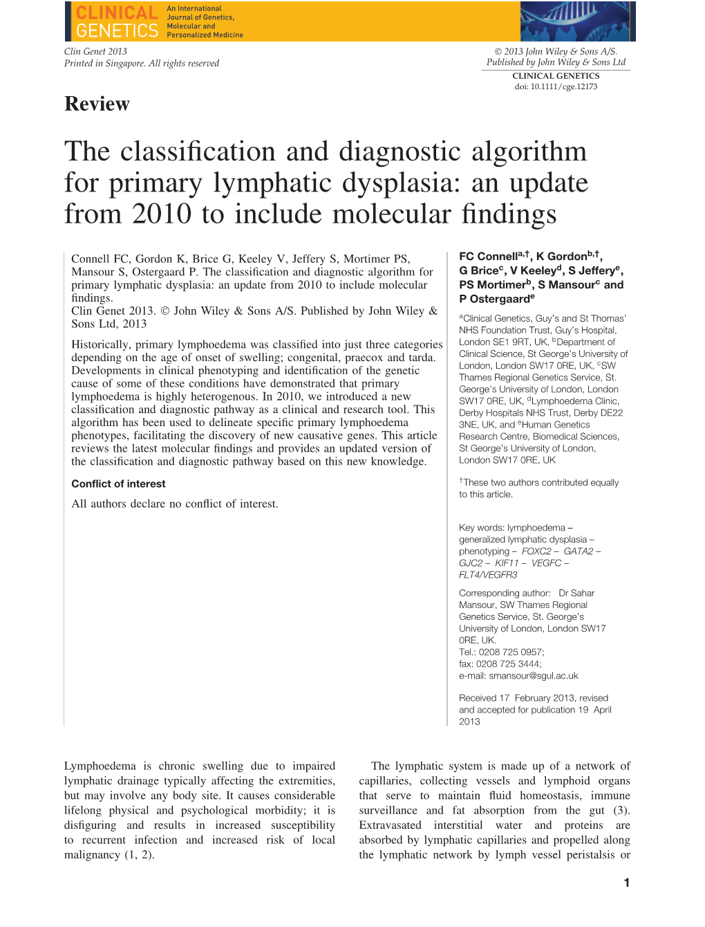 The Classification and Diagnostic Algorithm For