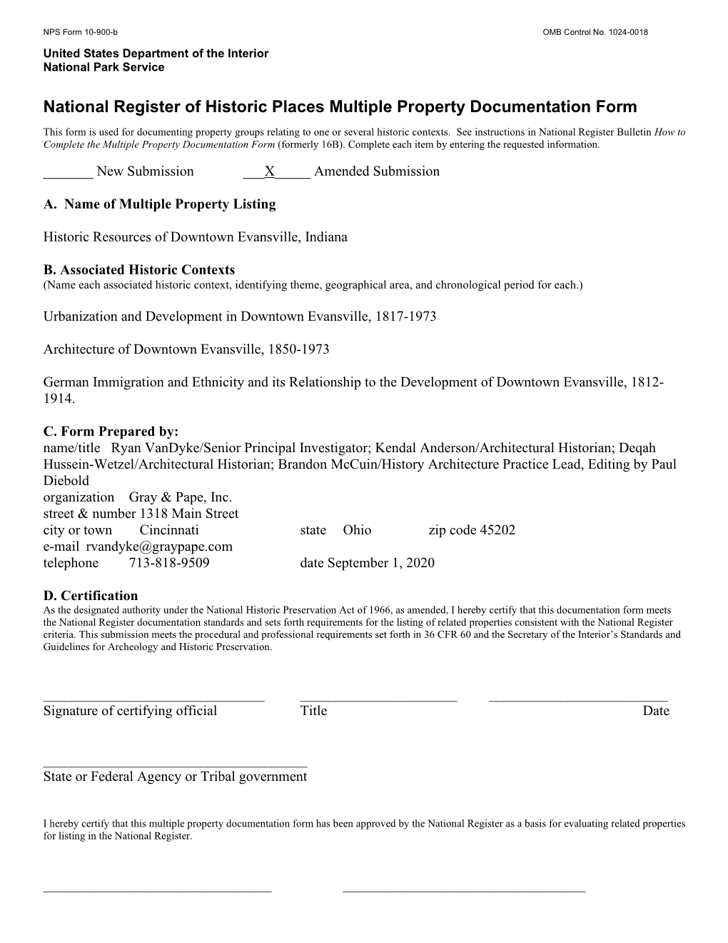 National Register of Historic Places Multiple Property Documentation Form