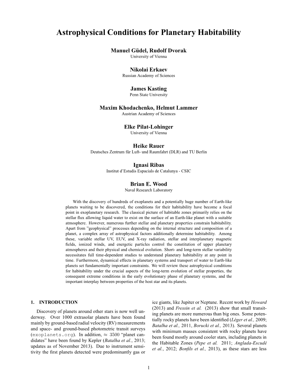 Astrophysical Conditions for Planetary Habitability