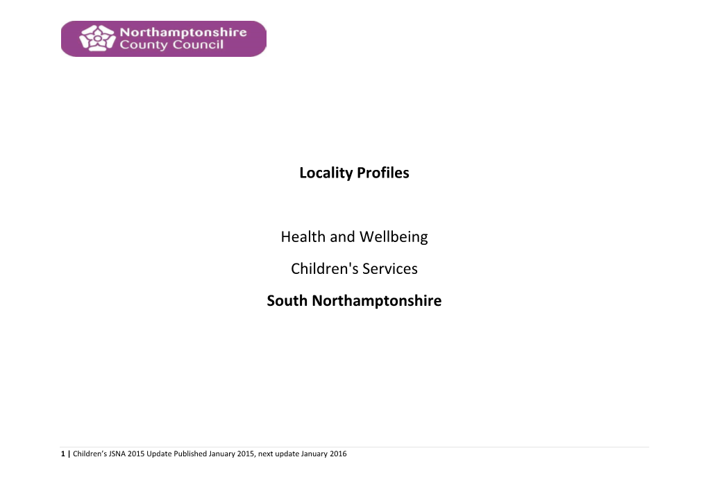 Locality Profiles Health and Wellbeing Children's Services South