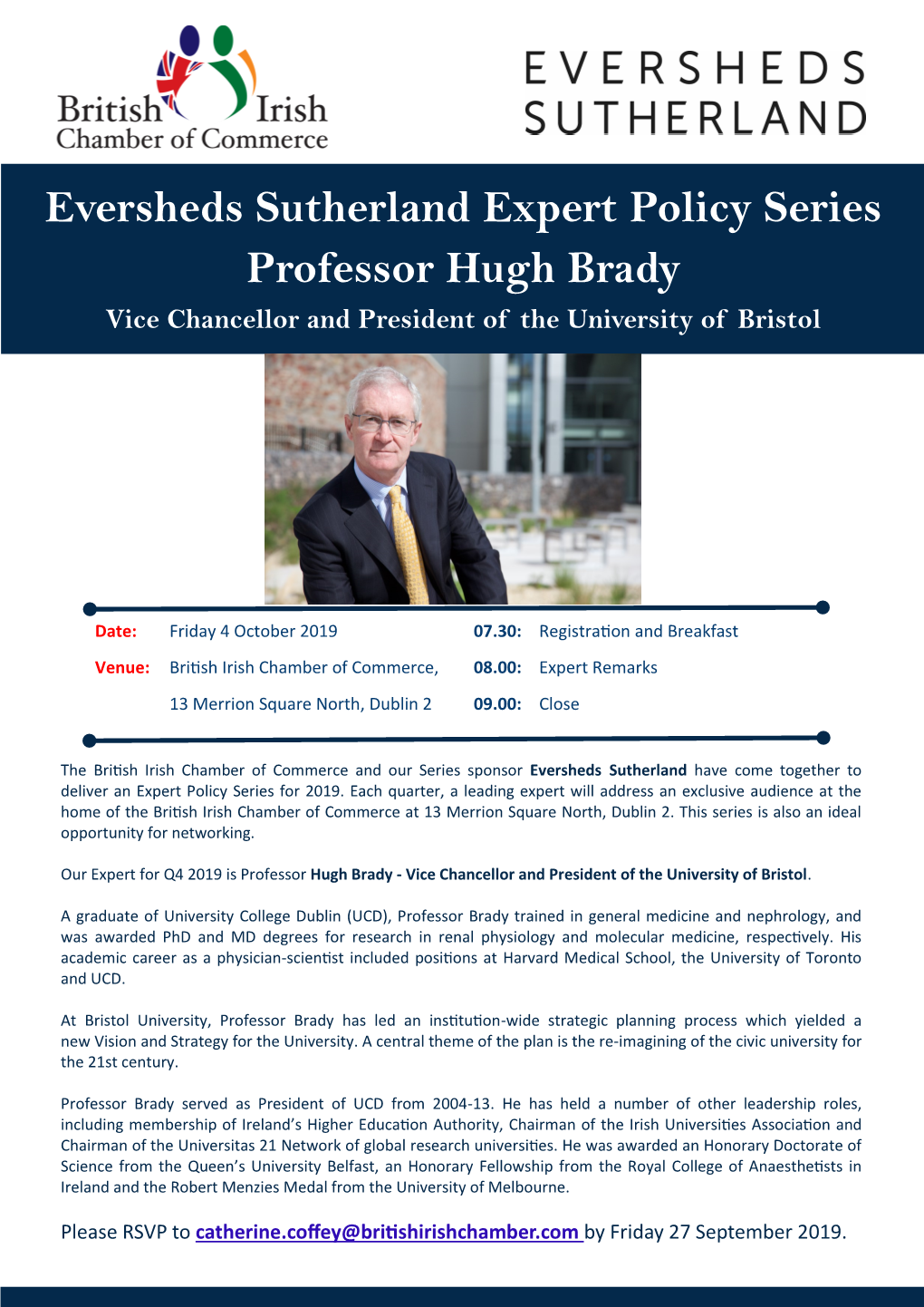 Eversheds Sutherland Expert Policy Series Professor Hugh Brady Vice Chancellor and President of the University of Bristol