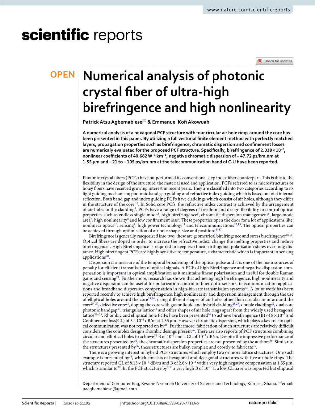 Numerical Analysis of Photonic Crystal Fiber of Ultra-High Birefringence And