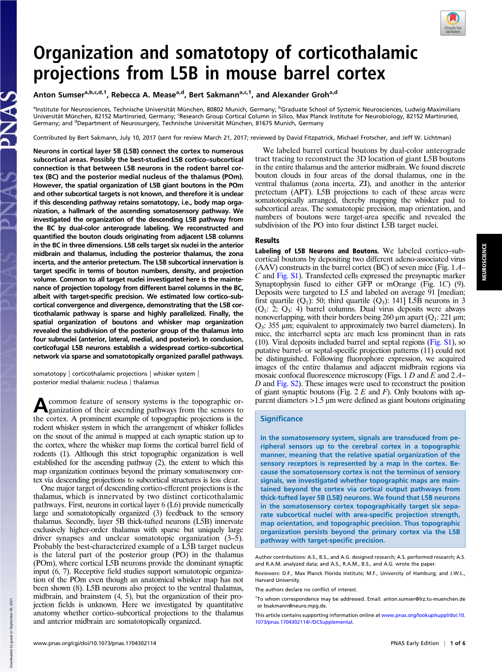 Organization and Somatotopy of Corticothalamic Projections from L5B in Mouse Barrel Cortex