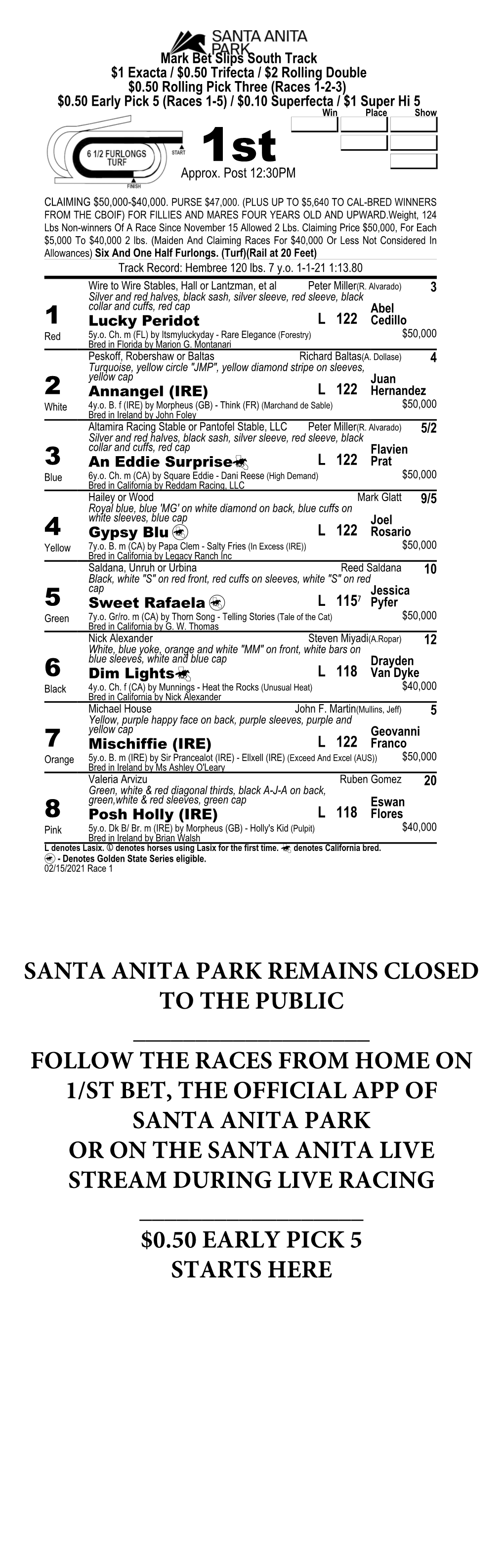 1 2 3 4 5 6 7 8 Santa Anita Park Remains Closed to The