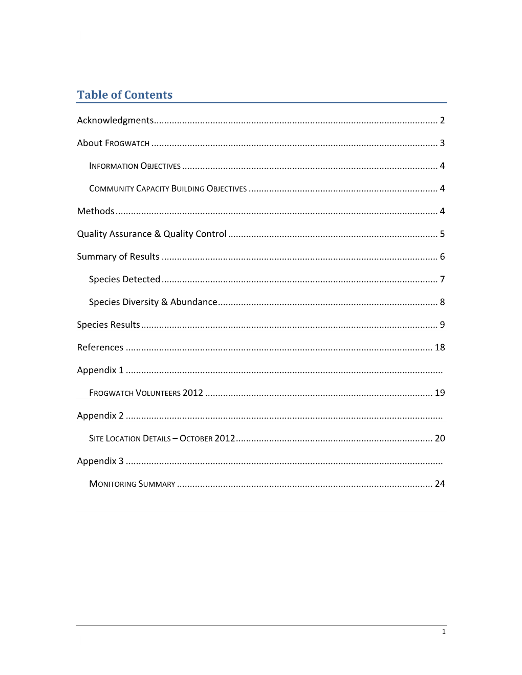 Table of Contents