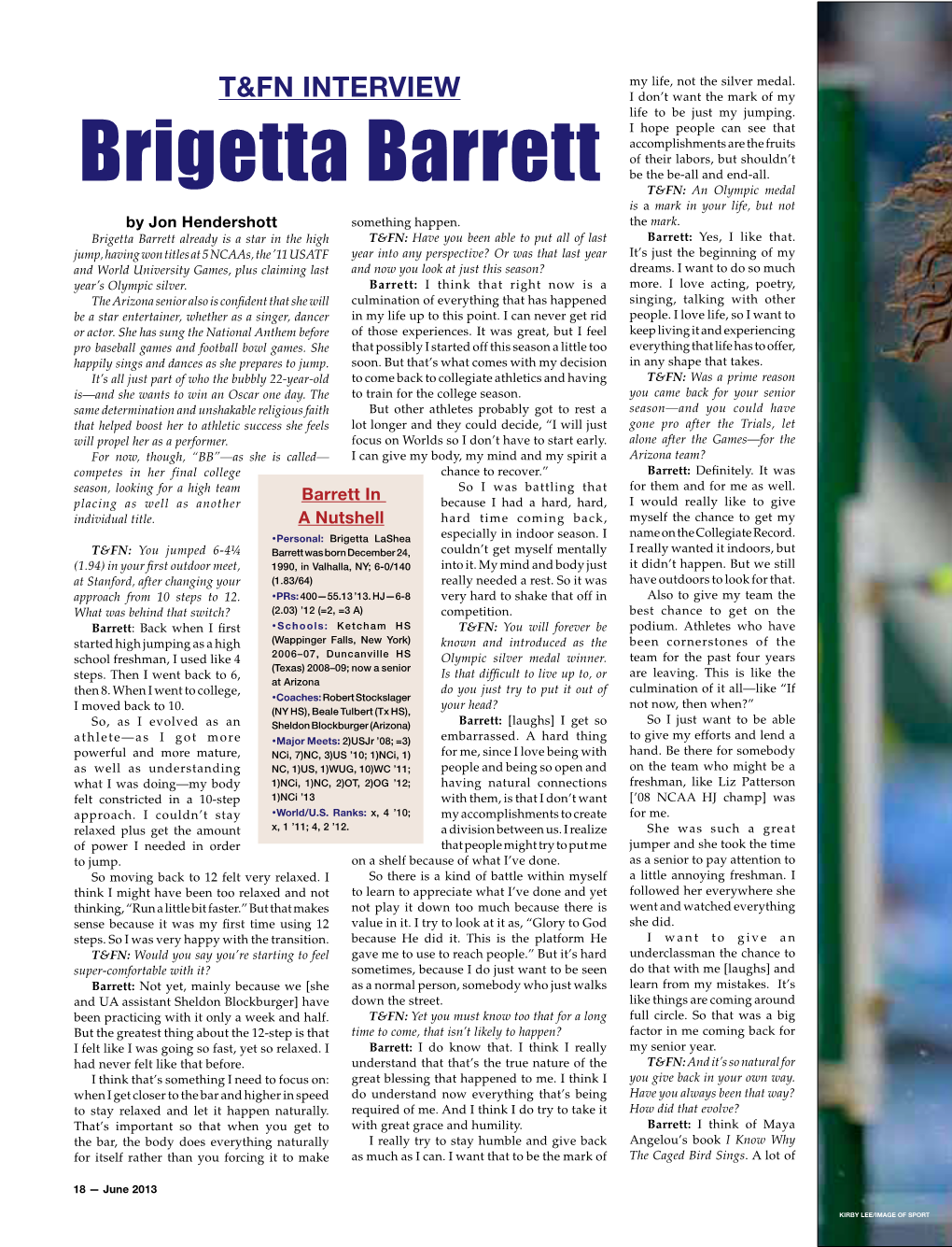 Brigetta Barrett T&FN: an Olympic Medal Is a Mark in Your Life, but Not by Jon Hendershott Something Happen