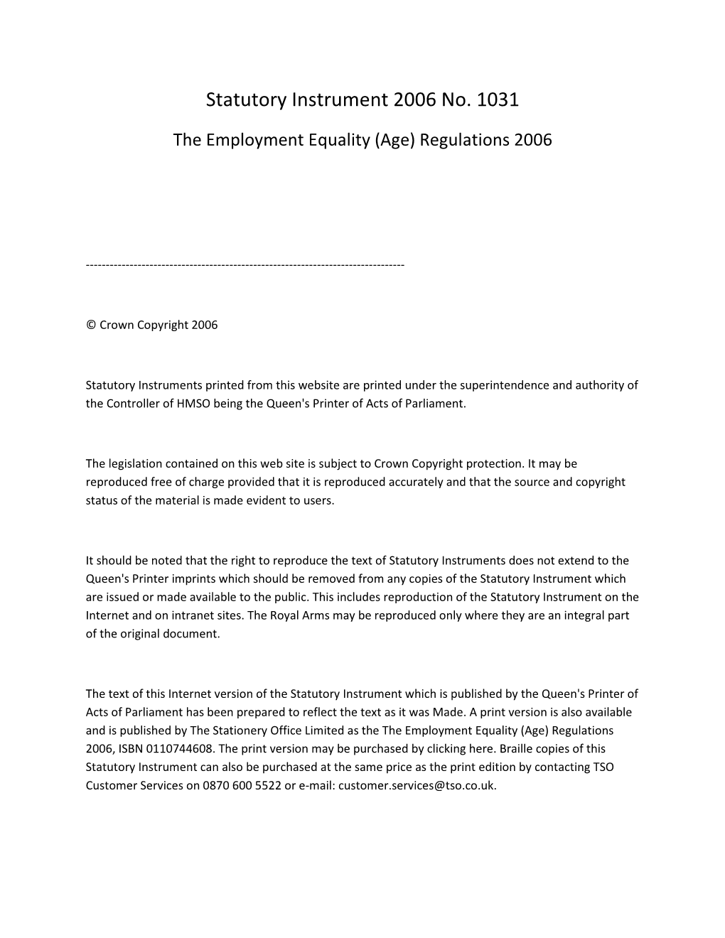 Statutory Instrument 2006 No. 1031