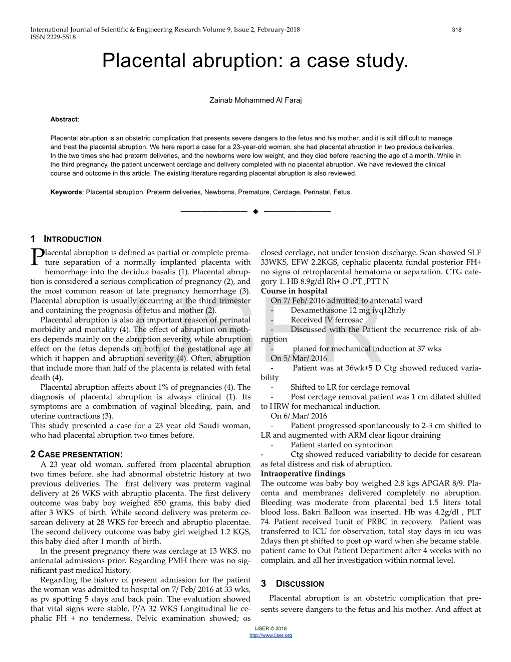 Placental Abruption: a Case Study