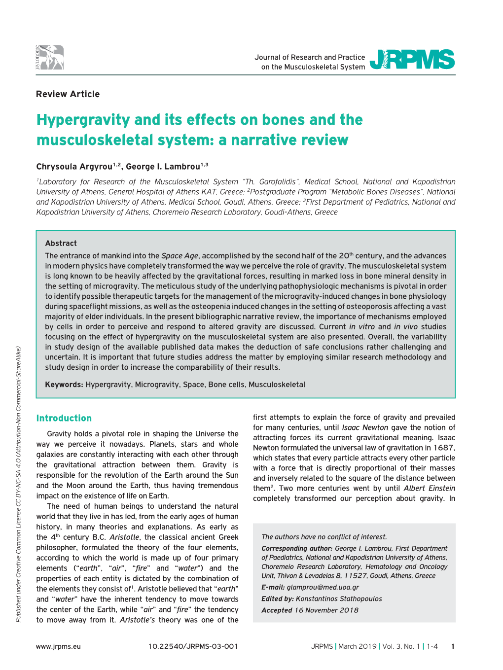 Hypergravity and Its Effects on Bones and the Musculoskeletal System: a Narrative Review