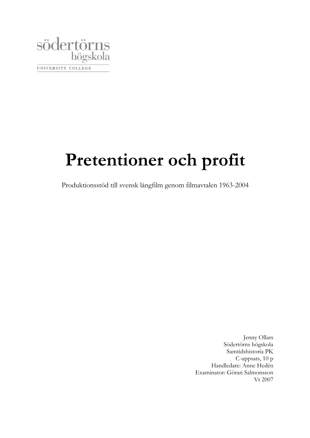 Pretentioner Och Profit