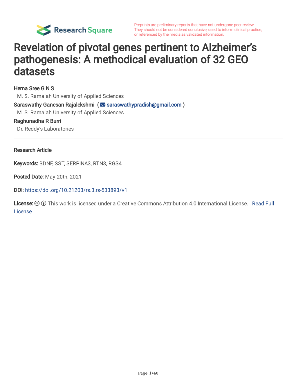 Revelation of Pivotal Genes Pertinent to Alzheimer's Pathogenesis