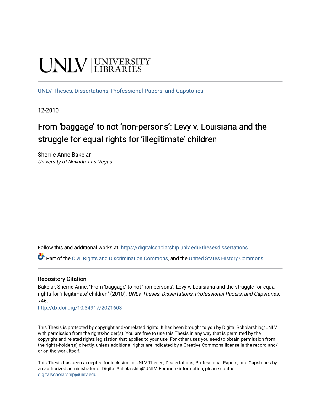 Levy V. Louisiana and the Struggle for Equal Rights for ‘Illegitimate’ Children