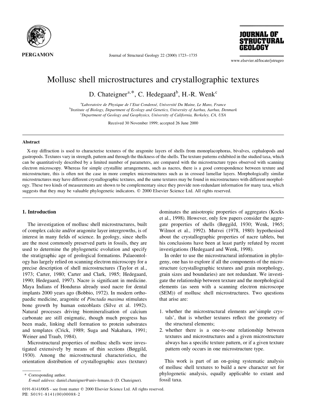 Mollusc Shell Microstructures and Crystallographic Textures