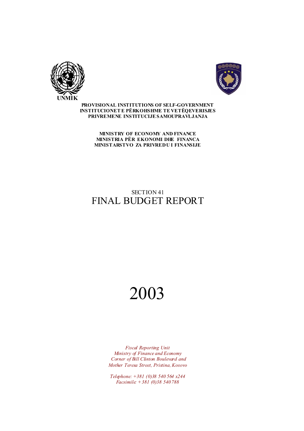 Final Budget Report