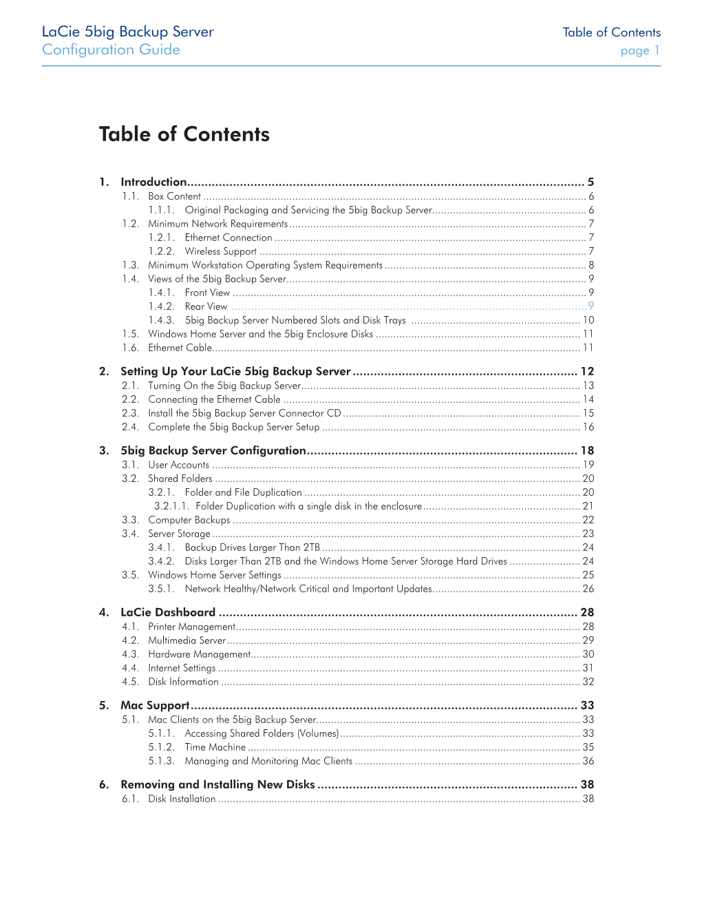 Table of Contents Configuration Guide Page 1