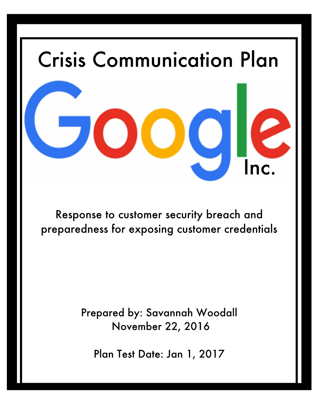 Crisis Communication Plan Inc