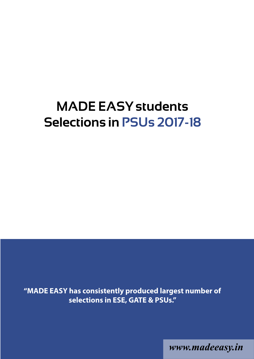 MADE EASY Students Selections in Psus 2017-18