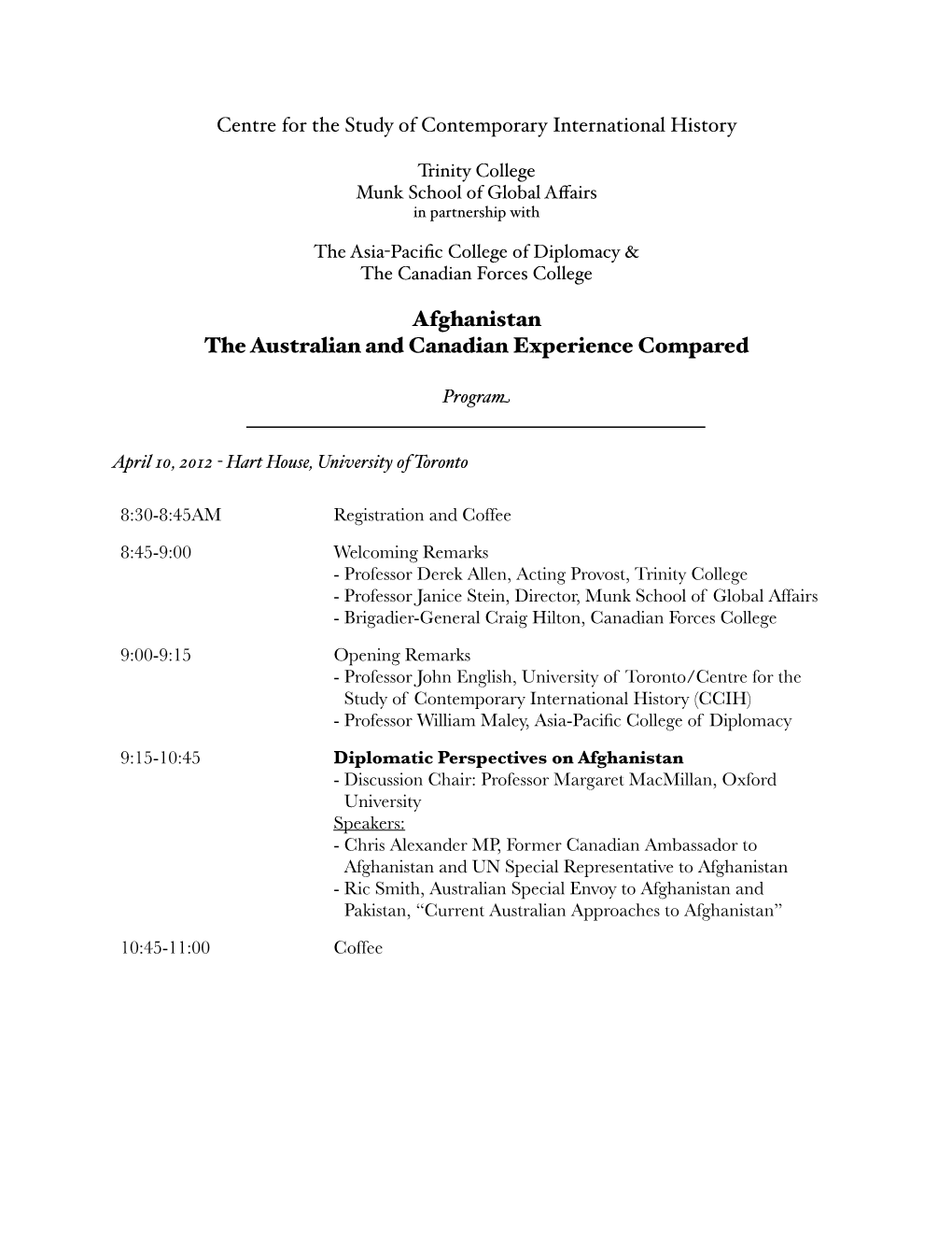 Afghan Conference Program