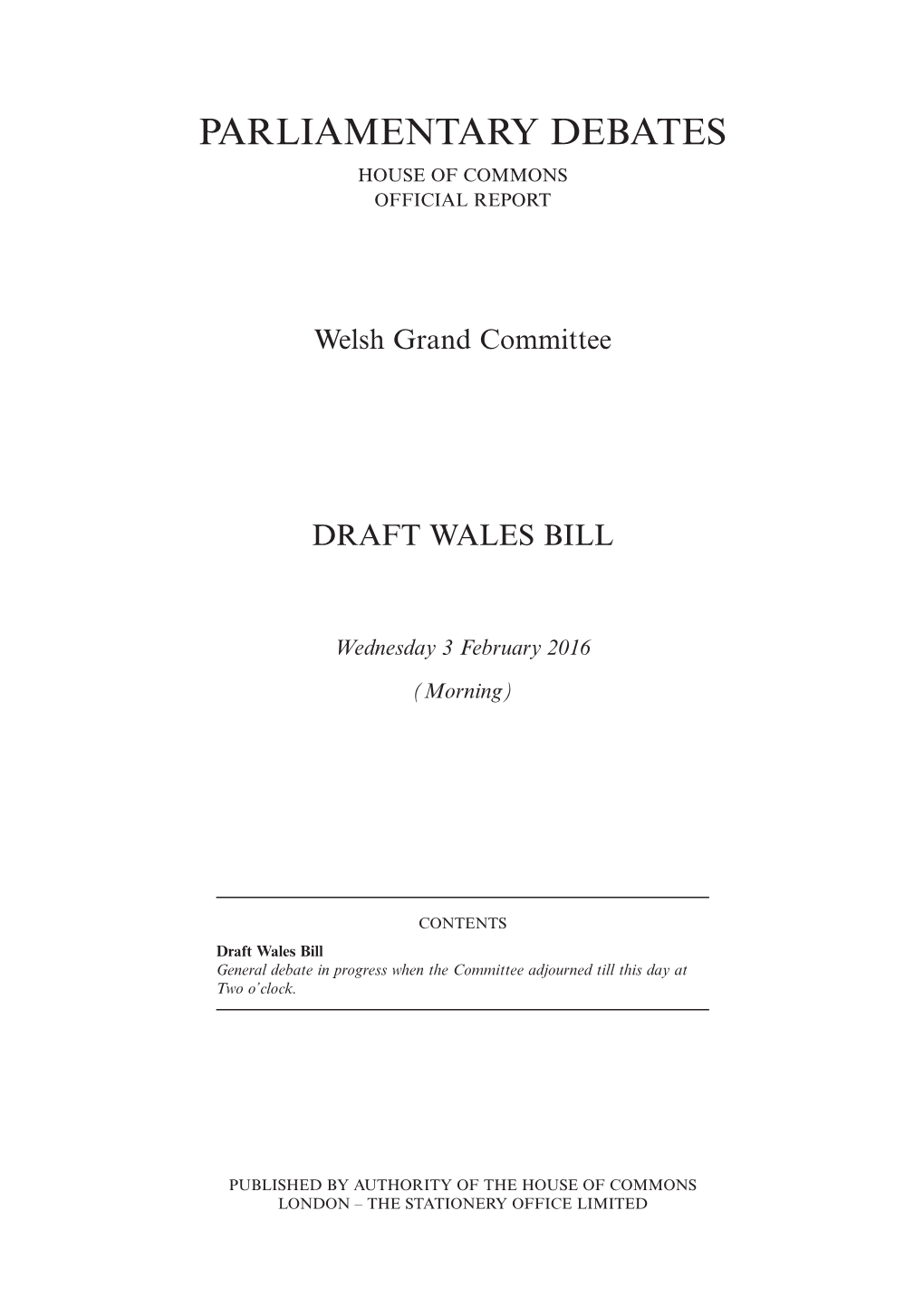 Parliamentary Debates House of Commons Official Report