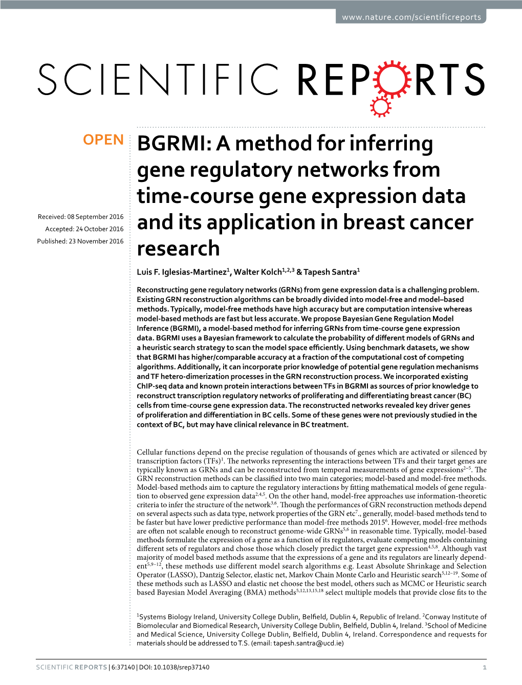 A Method for Inferring Gene Regulatory Networks from Time