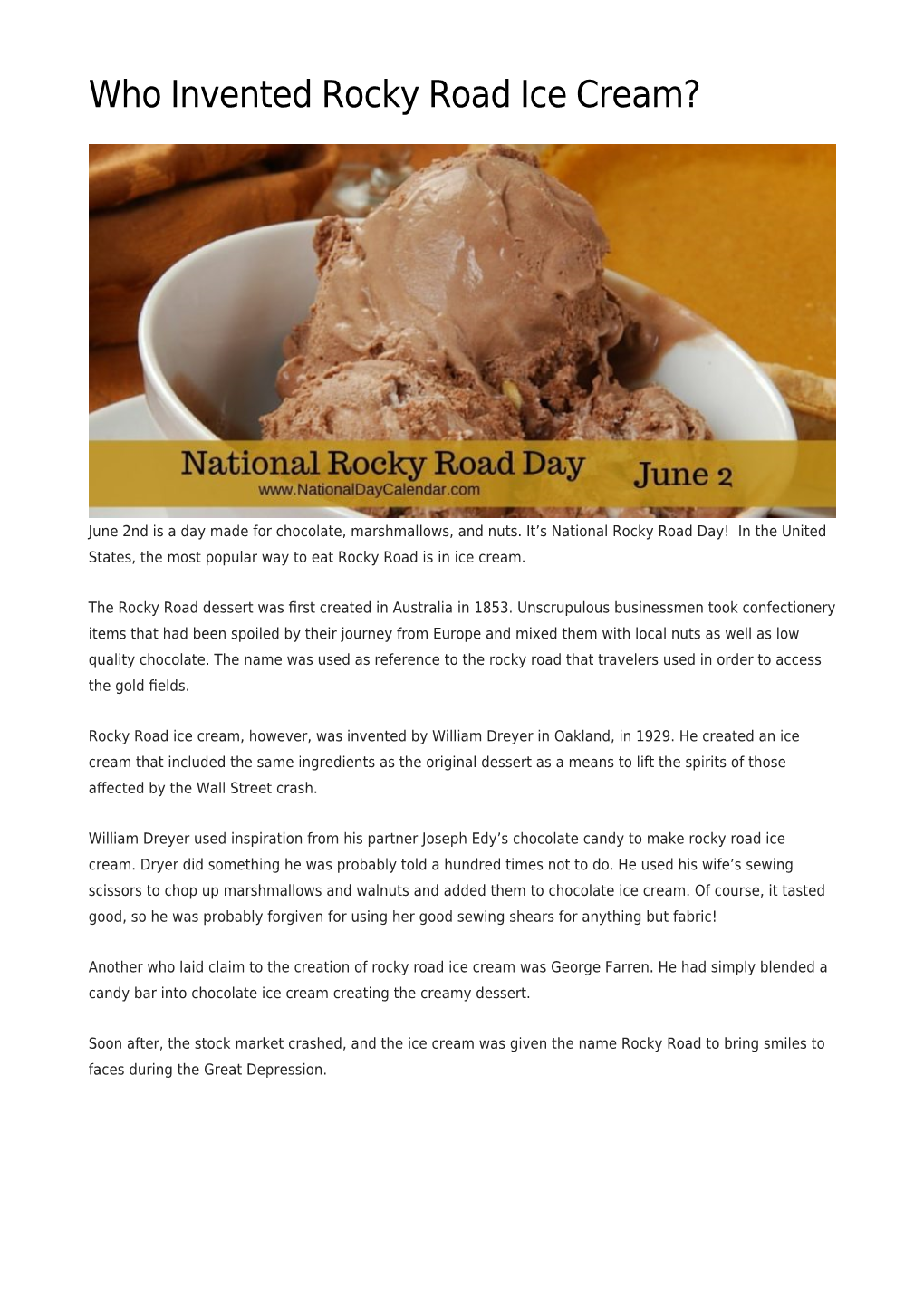 Who Invented Rocky Road Ice Cream?