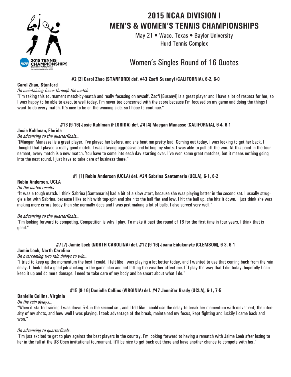 Women's Singles Round of 16 Quotes Layout 1