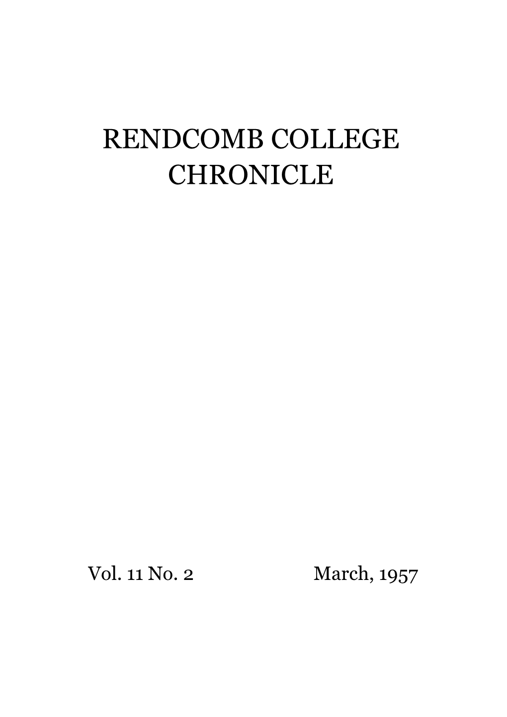Rendcomb College Chronicle March 1957