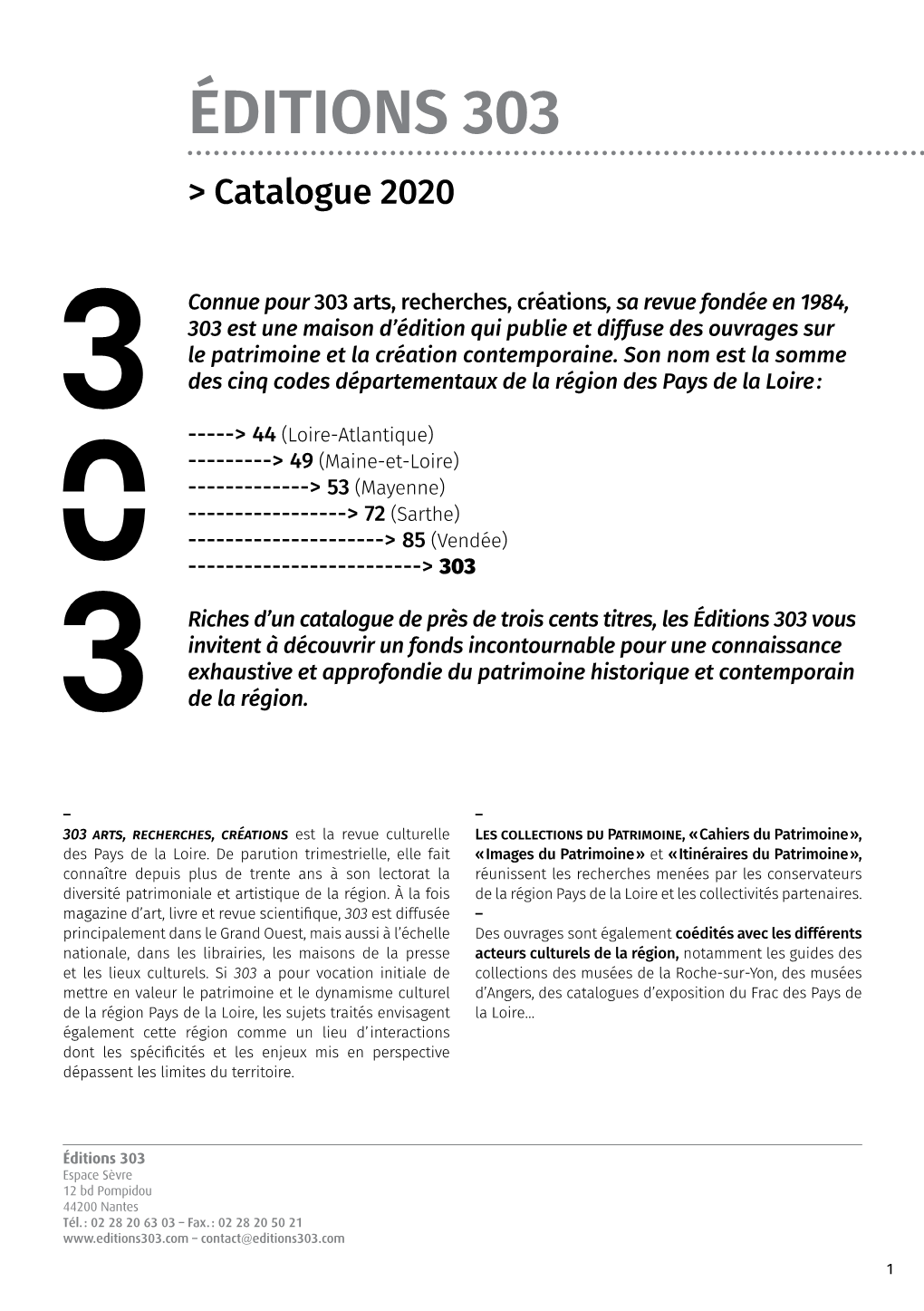 Éditions 303 > Catalogue 2020