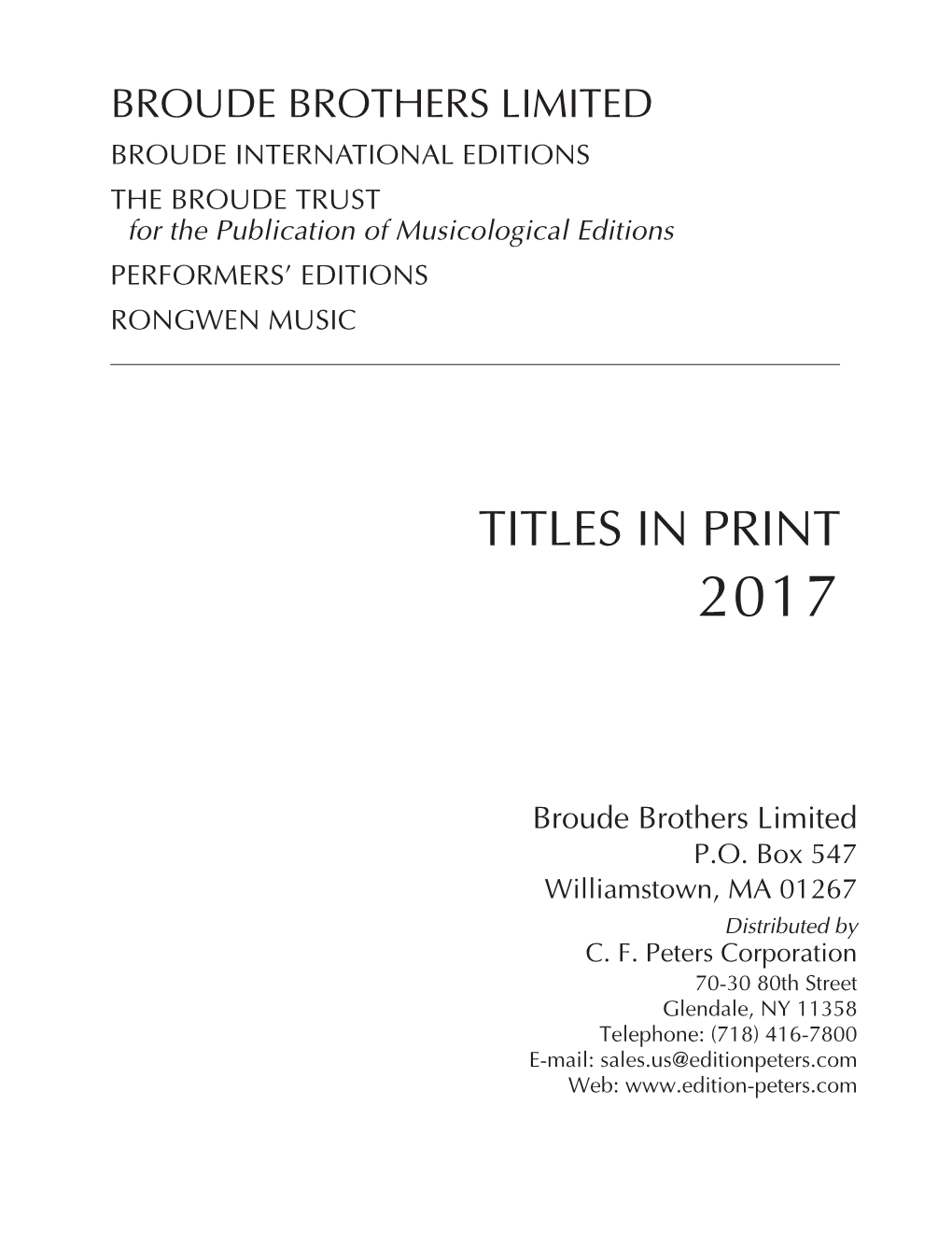 Titles in Print 2017