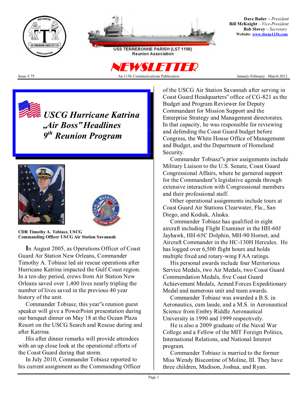 NEWSLETTER Issue # 75 an 1156 Communications Publication January-February –March 2012