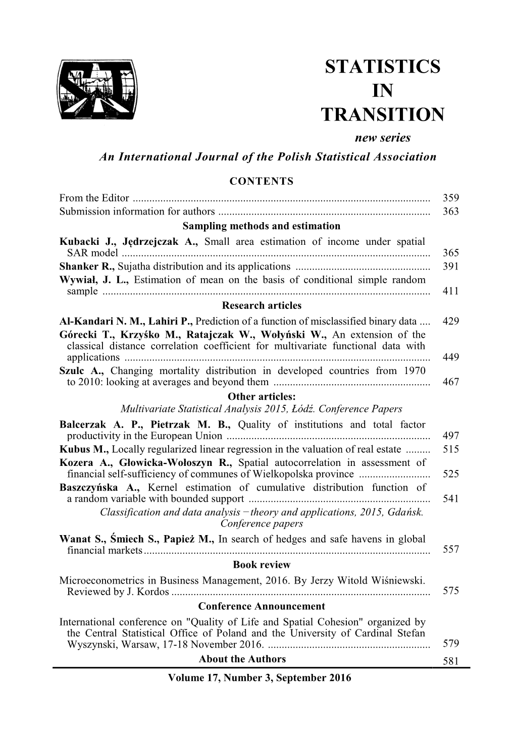 Volume 17, Number 3, September 2016