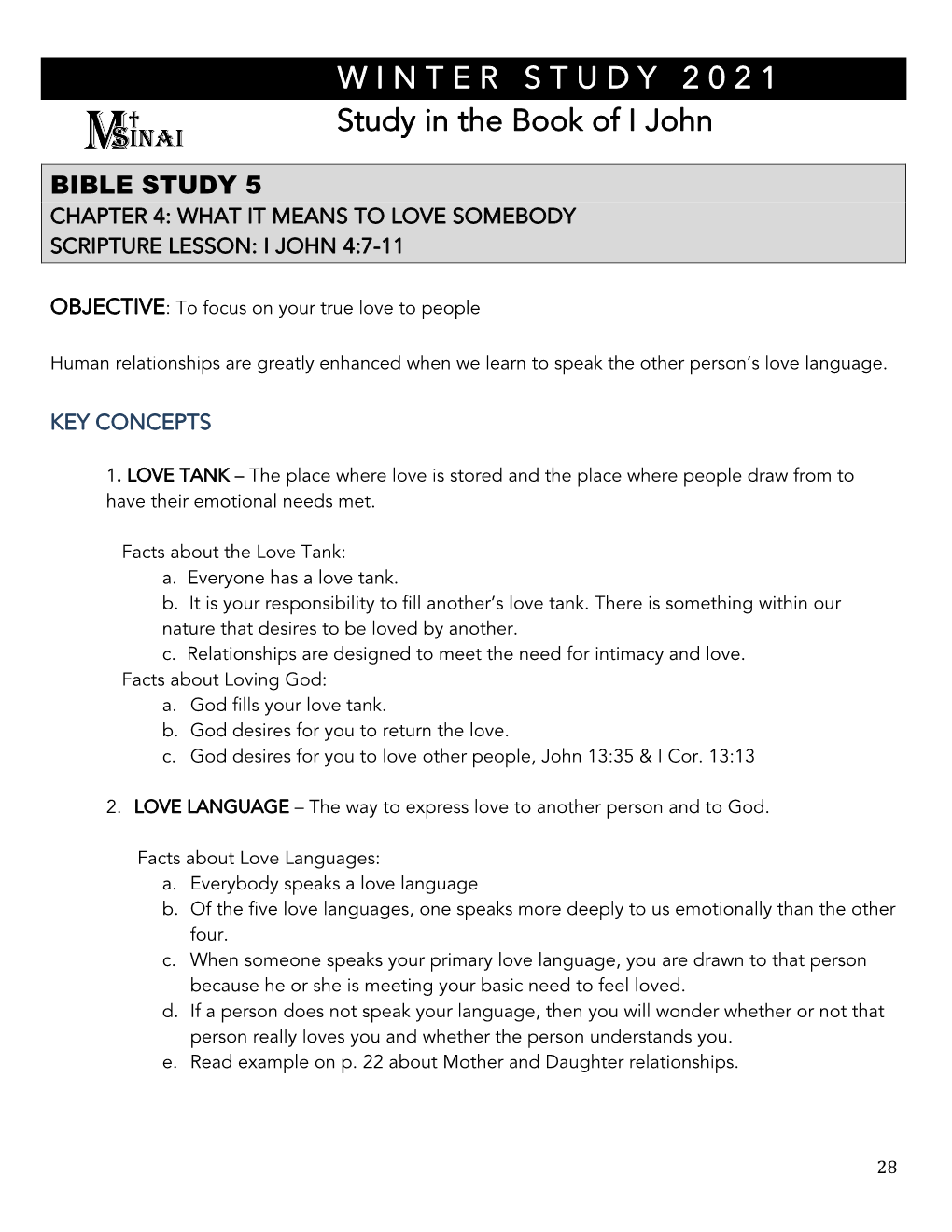 W I N T E R S T U D Y 2 0 2 1 Study in the Book of I John