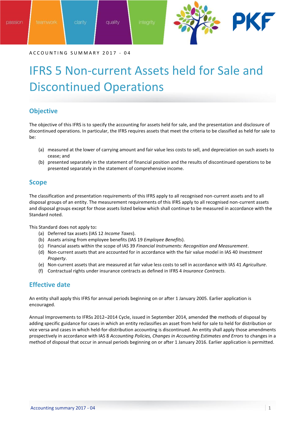 IFRS 5 Non-Current Assets Held for Sale and Discontinued Operations