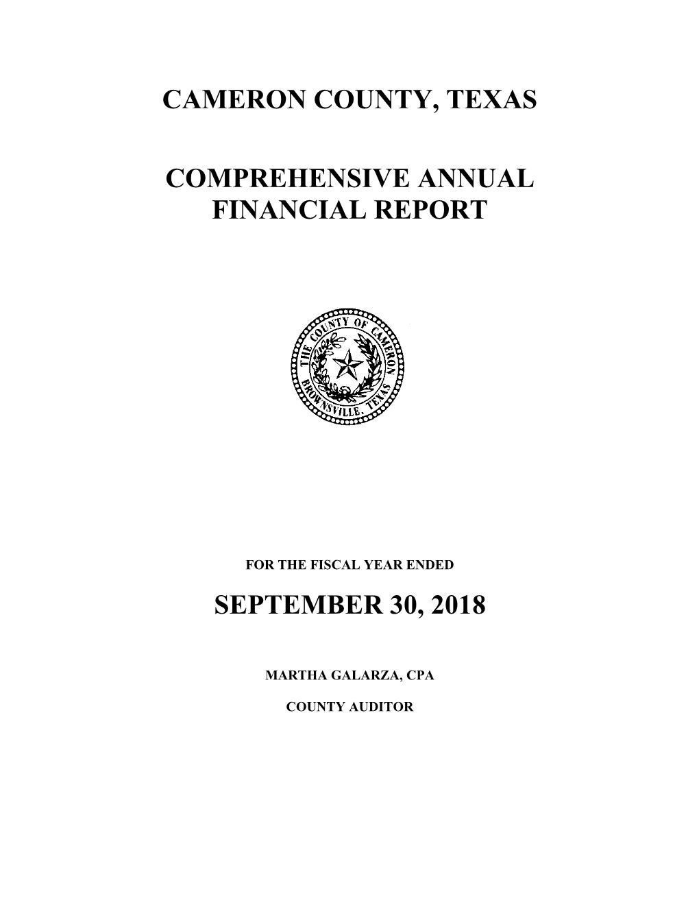 Cameron County FY 2018 CAFR