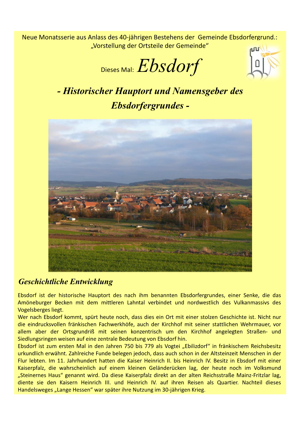 Historischer Hauptort Und Namensgeber Des Ebsdorfergrundes