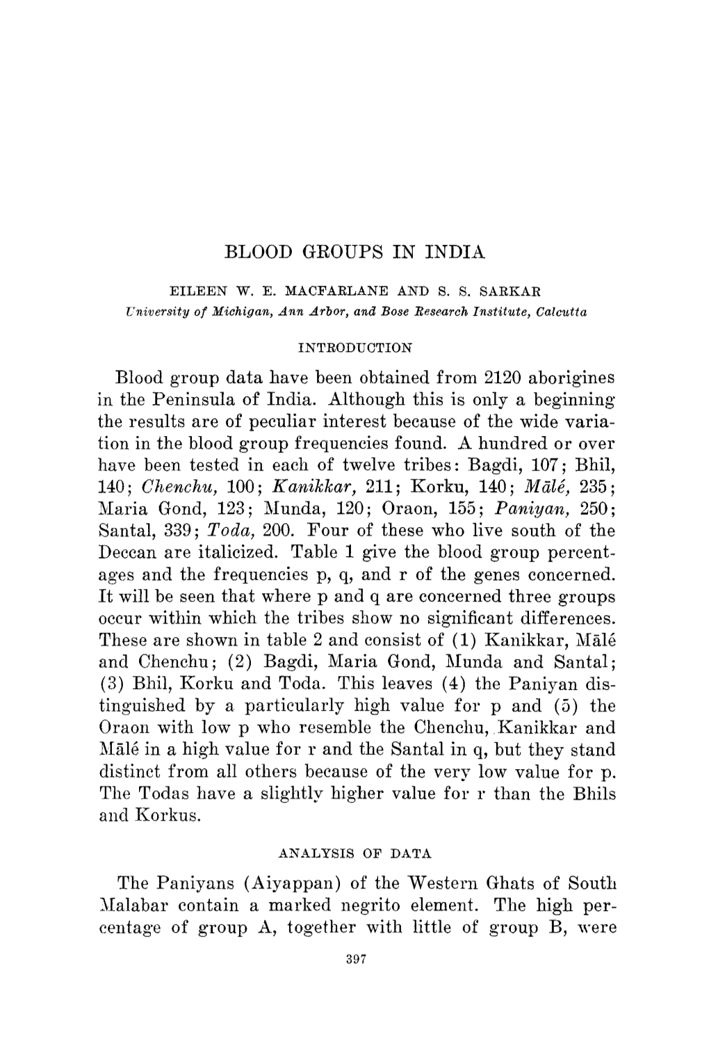 Blood Groups in India