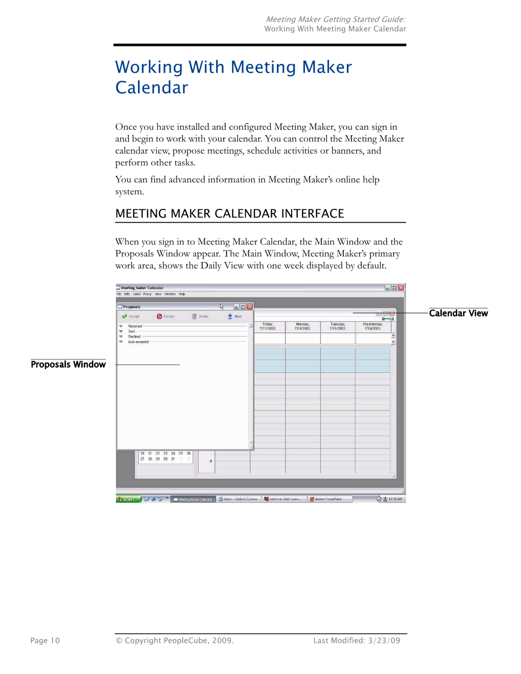 Working with Meeting Maker Calendar